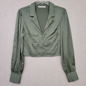 Y2k Abercrombie & Fitch A&F Satin Long Sleeve Top Blouse Shirt Size Small